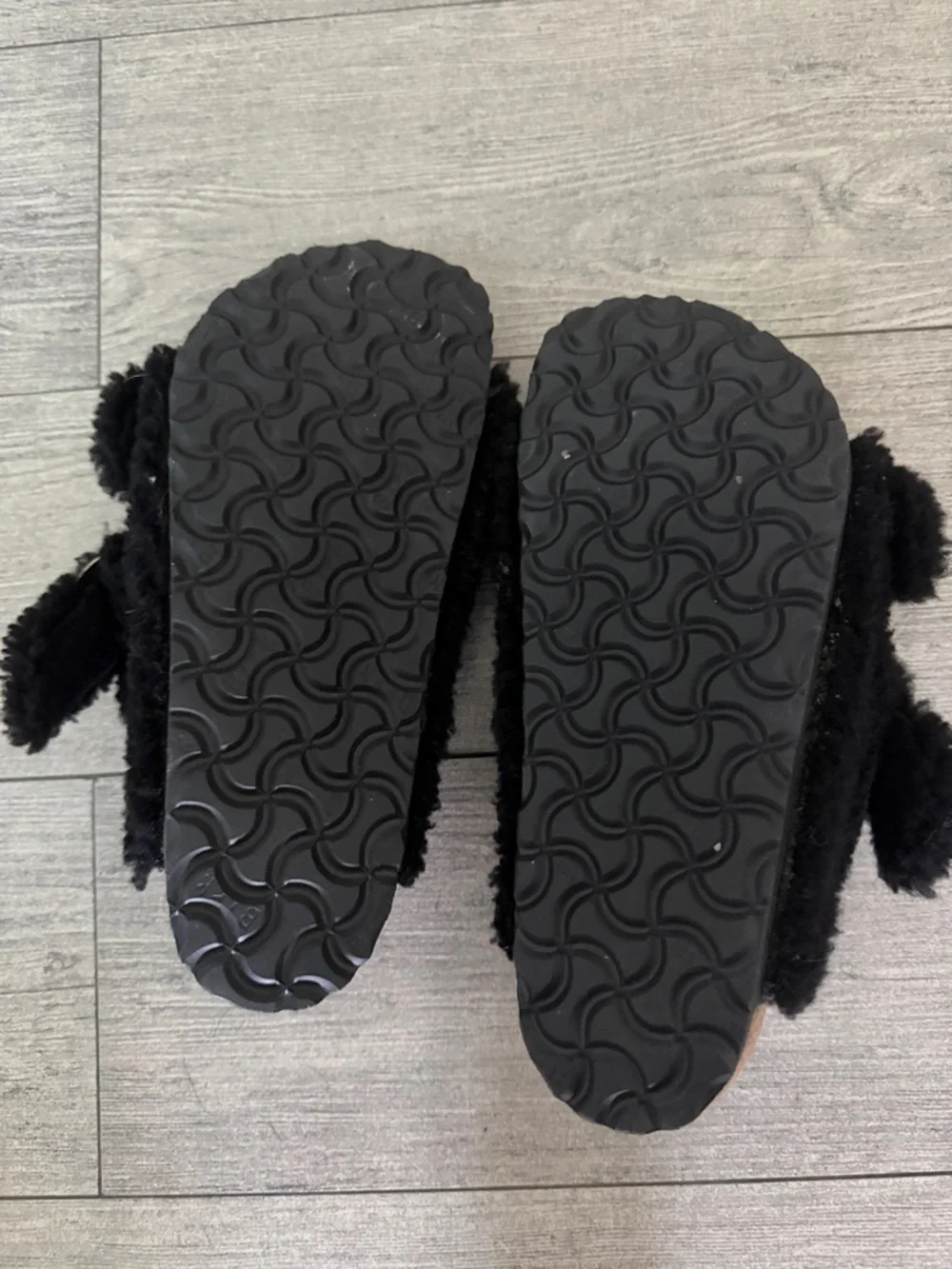 Womens Birkenstock Arizona Sherling & Big Buckle Lot 37 6.5 7 Black & Navy - Picture 3 of 7